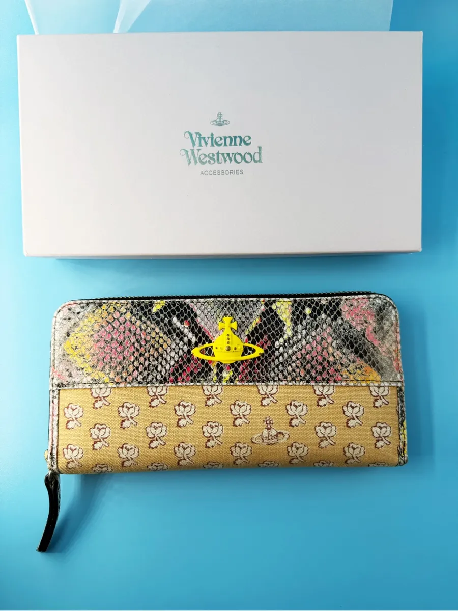 Vivienne Westwood Zippy Long Wallet Floral Python Yellow with Box