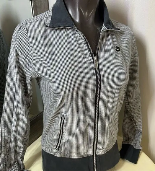 Vintage 90’s Nike Black and White Bomber Jacket with Stand-Up Collar