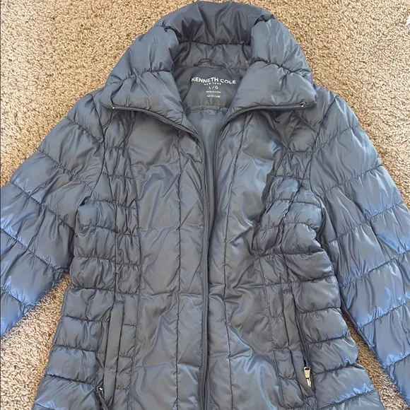 Kenneth Cole Gray Quilted Puffer Jacket