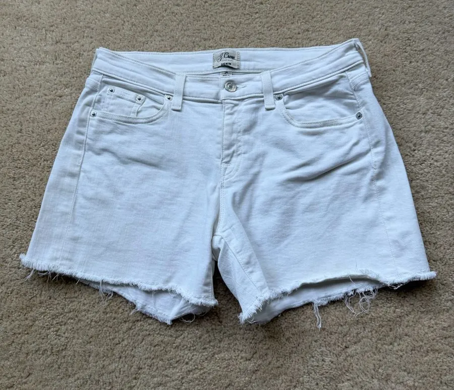 J.Crew Women’s Ivory White Cut-off Denim Shorts - Sz 26 - EUC - Stretch