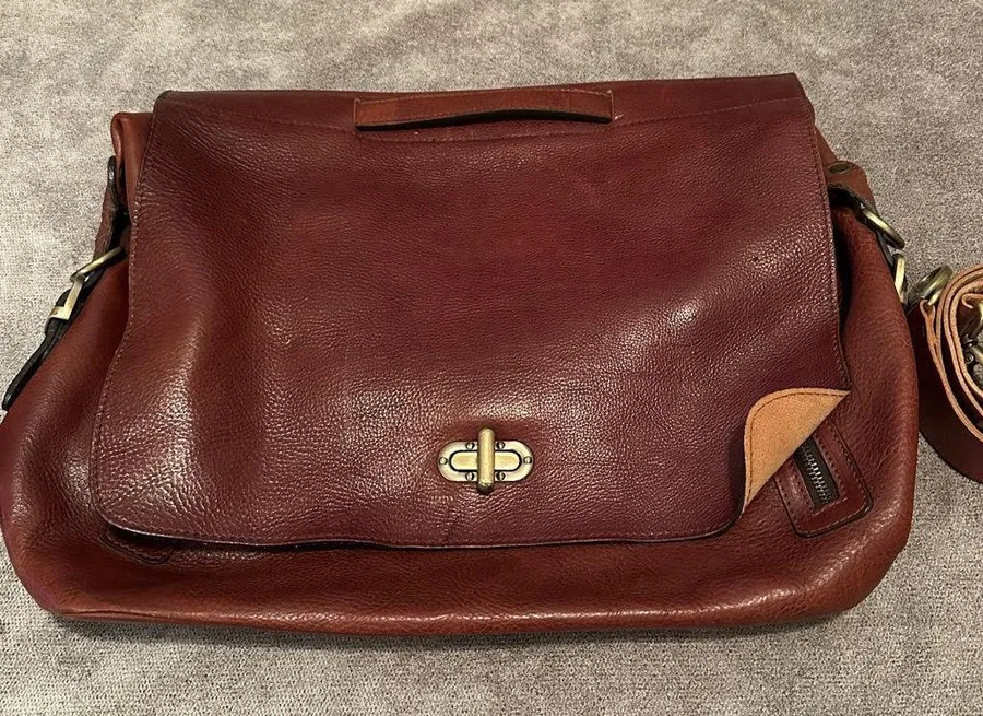 ANONIMO FIORENTINO Brown Leather Messenger Bag Briefcase Made in Italy