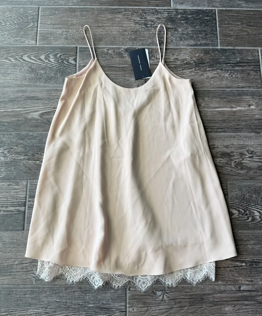 Zara Women Babydoll Lace Trim Slip Dress
