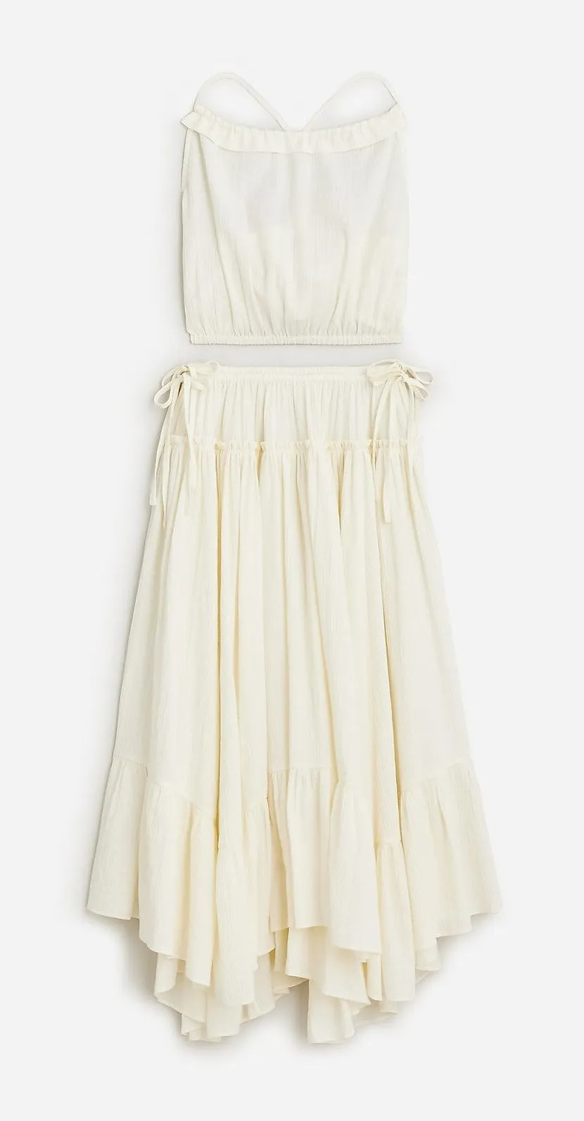 J.Crew Halter top and skirt set in airy gauze Cream S NWT