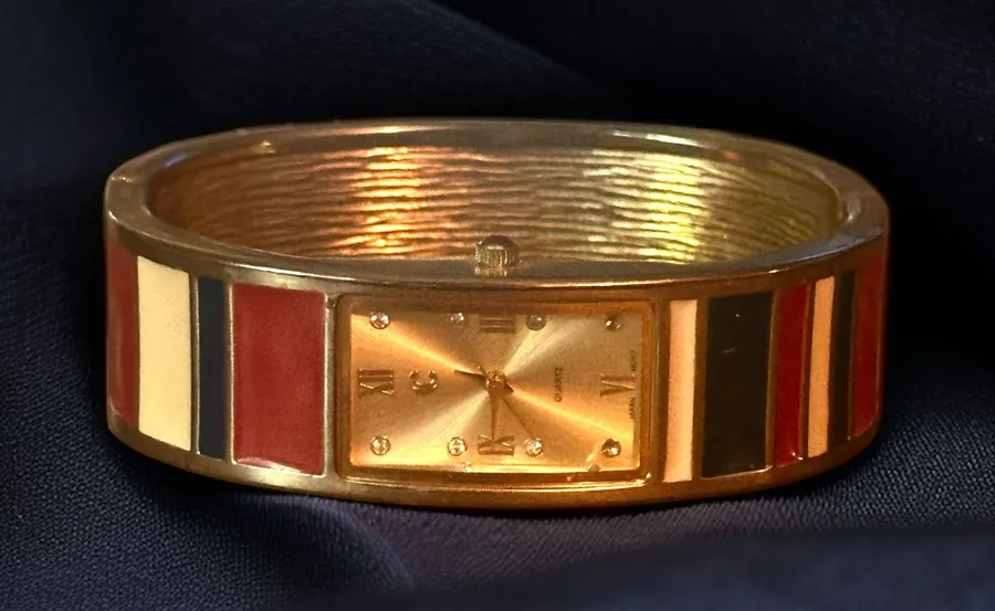 Vintage Charming Charlie Americana hinged bangle watch