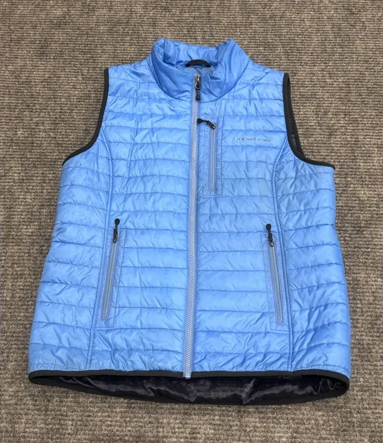 Vineyard Vines Light Blue and Brown Quilted Vest size Large