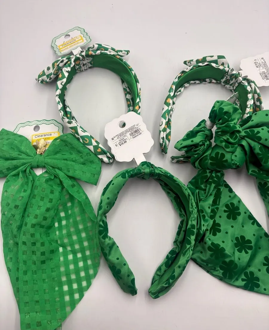 5 Pc St Patrick’s Day Hair Accessories Lot Headbands Scrunchie Bow Green