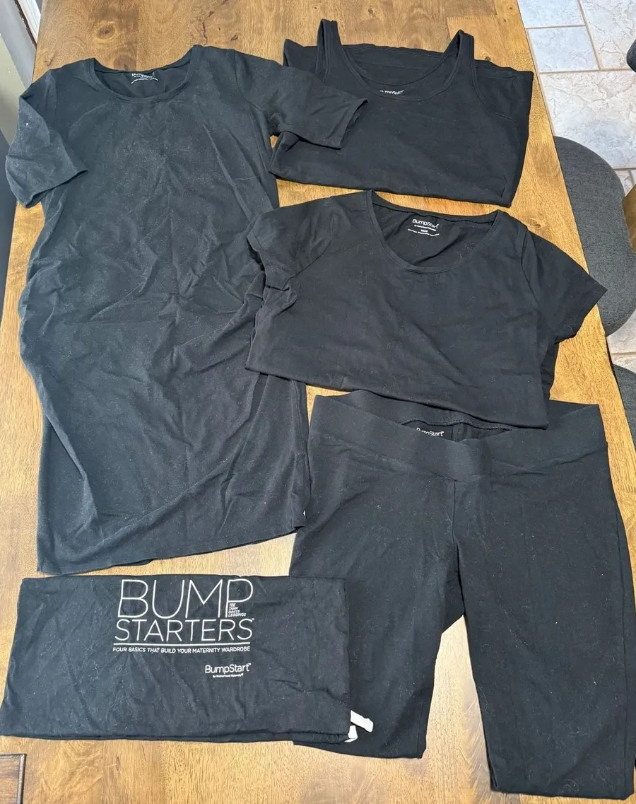 EUC Womens BUMPSTART motherhood maternity black set dress tank leggings top sz M