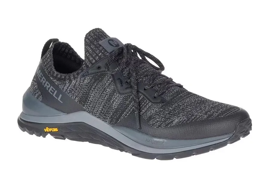 MERRELL Mens Black Grey Knit Mag-9 Vibram Sole Trail Outdoor Running Sneakers