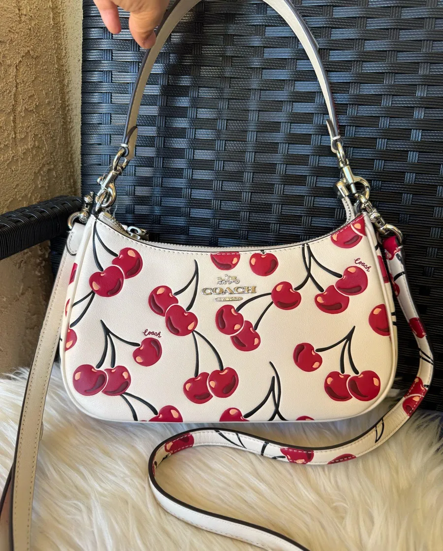 Coach Teri Shoulder Bag In Signature Canvas With Cherry Print CZ774 NEW