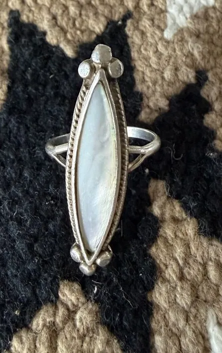 Sterling Silver Marquise Mother of Pearl Ring