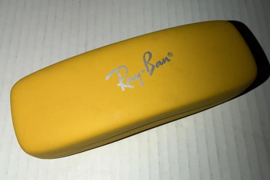 Ray-Ban Gatto Yellow Hard Glasses Case Red Felt Lined Flip Top Eyeglass Sunglass