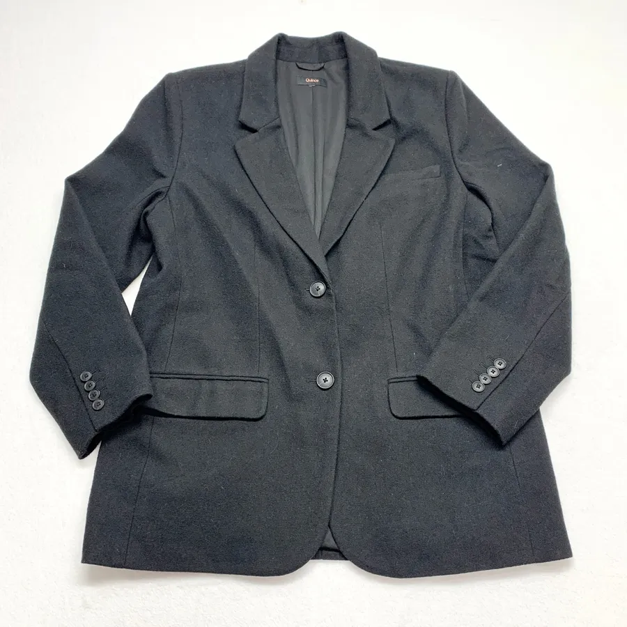 Quince Italian Oversized Blazer Womens L Black Classic Professional Luxury
