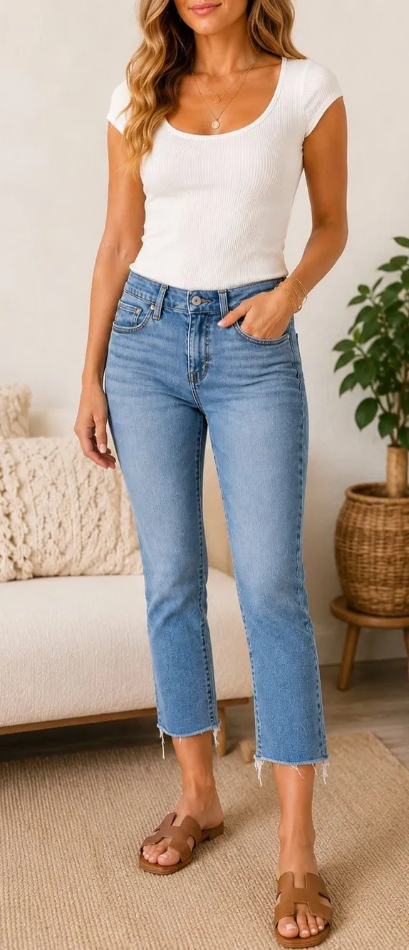 Lucky Brand Mid Rise Crop Jeans Light Wash Raw Hem Size 0/25