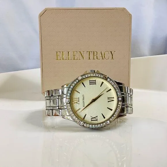 Ellen Tracy™️ Gold Tone Watch with Rhinestones