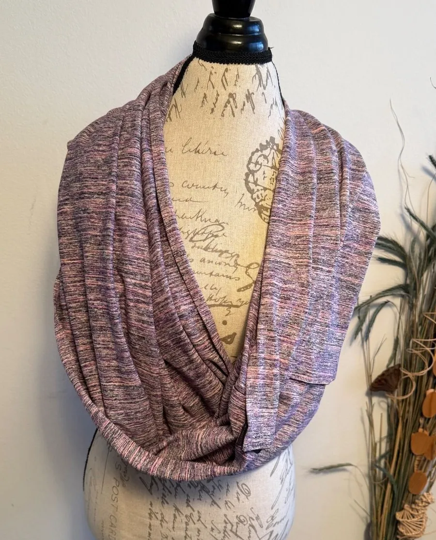 Lululemon Vinyasa Scarf Purple Pink Space Dye Snap Button Infinity Wrap O/S