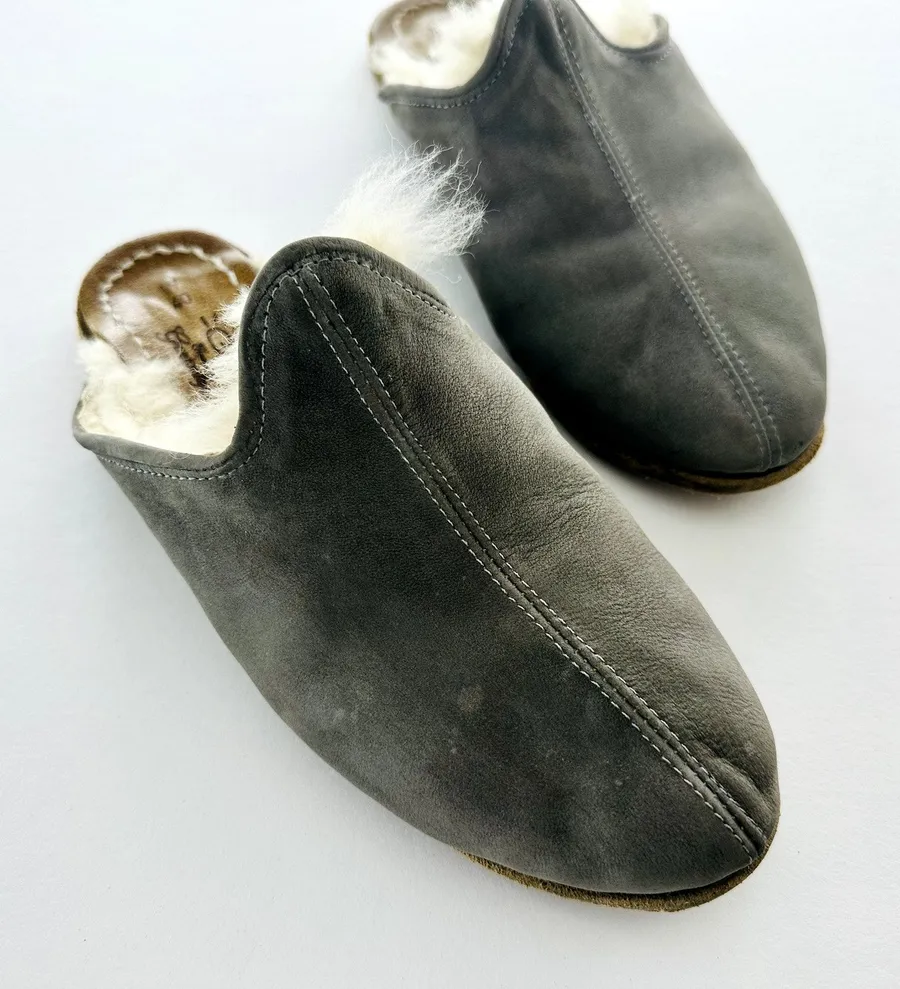 Sabah Ashmore Grey Shearling Baba Size 40 Women’s Slipper Unisex Flat Driving Gray