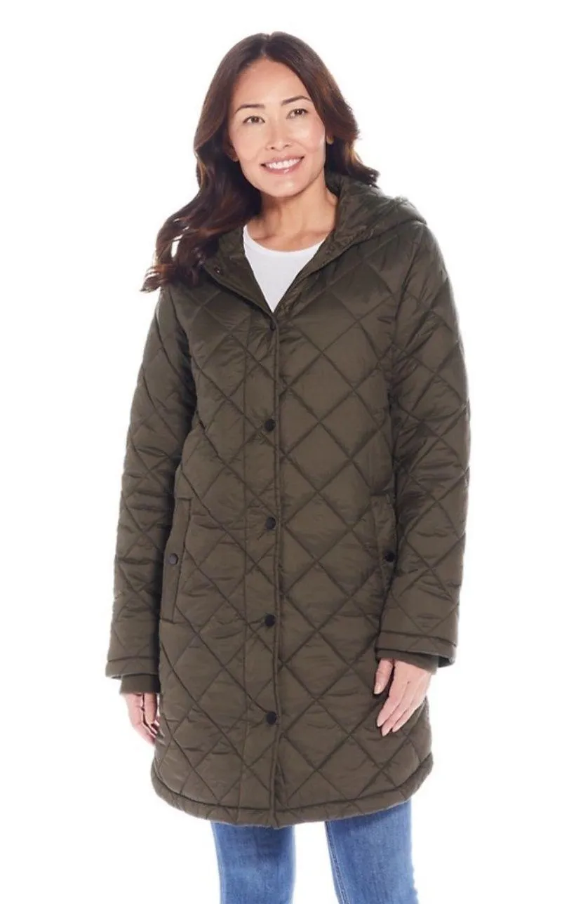 🌿 NEW Women's Hooded Diamond-Quilted Duffle Lightweight Coat 🌿