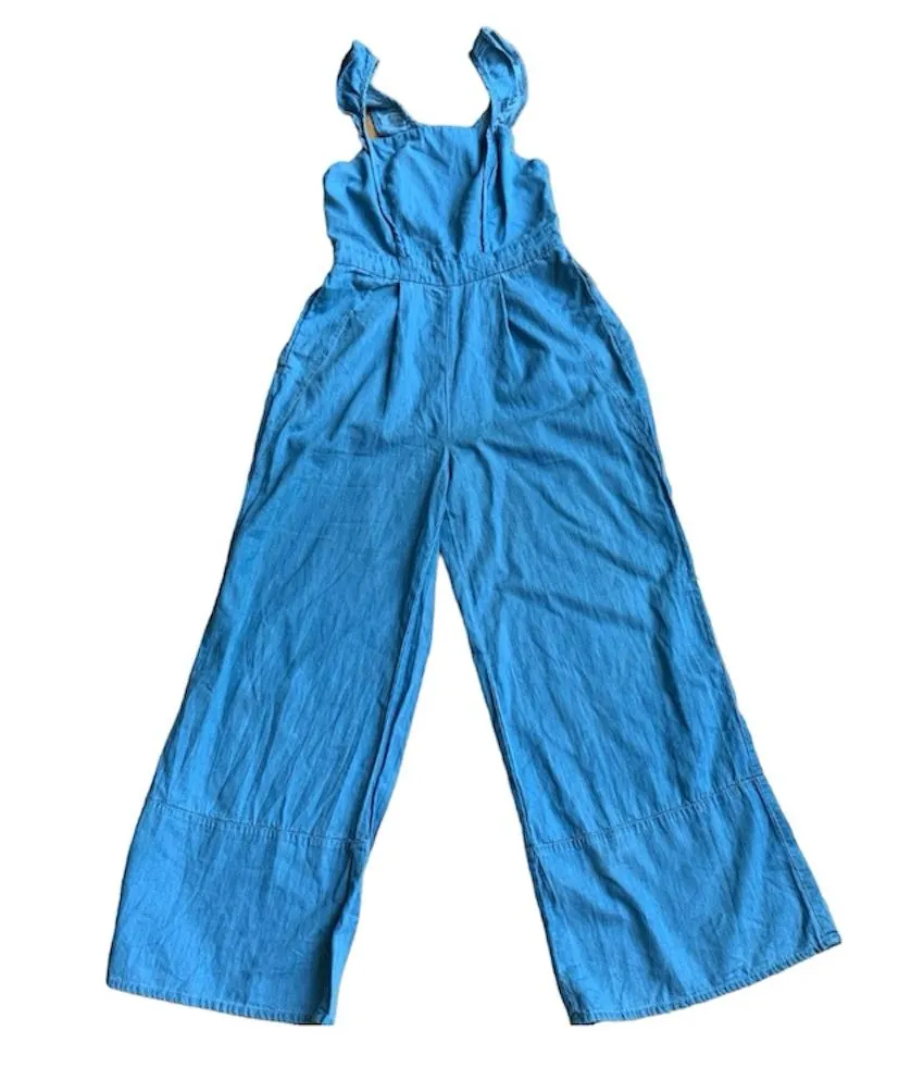 Wide Leg Denim Cotton Jumpsuit