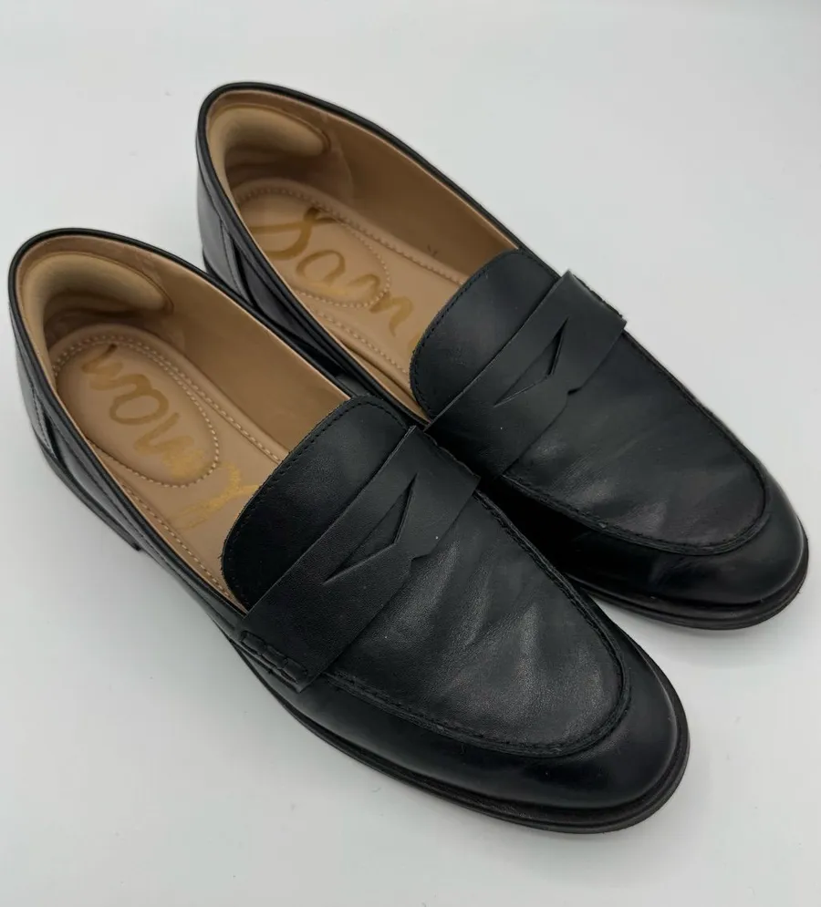Sam Edelman Signature Collection Brinn Loafers Sz 8 Womens Black Leather Slip On
