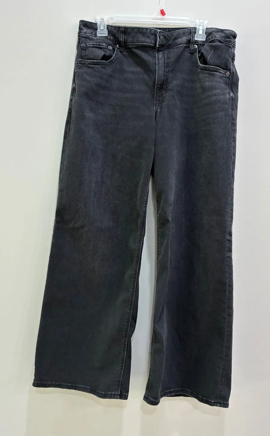 American Eagle Black Stretch Wide Leg Jeans Size 12 Regular