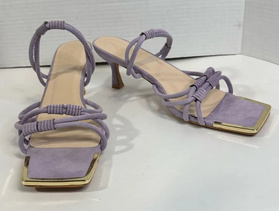 TORGEIS Medinilla Faux Suede Strappy Kitten Heel Sandal Lavender Open Toe Sz 11 Purple
