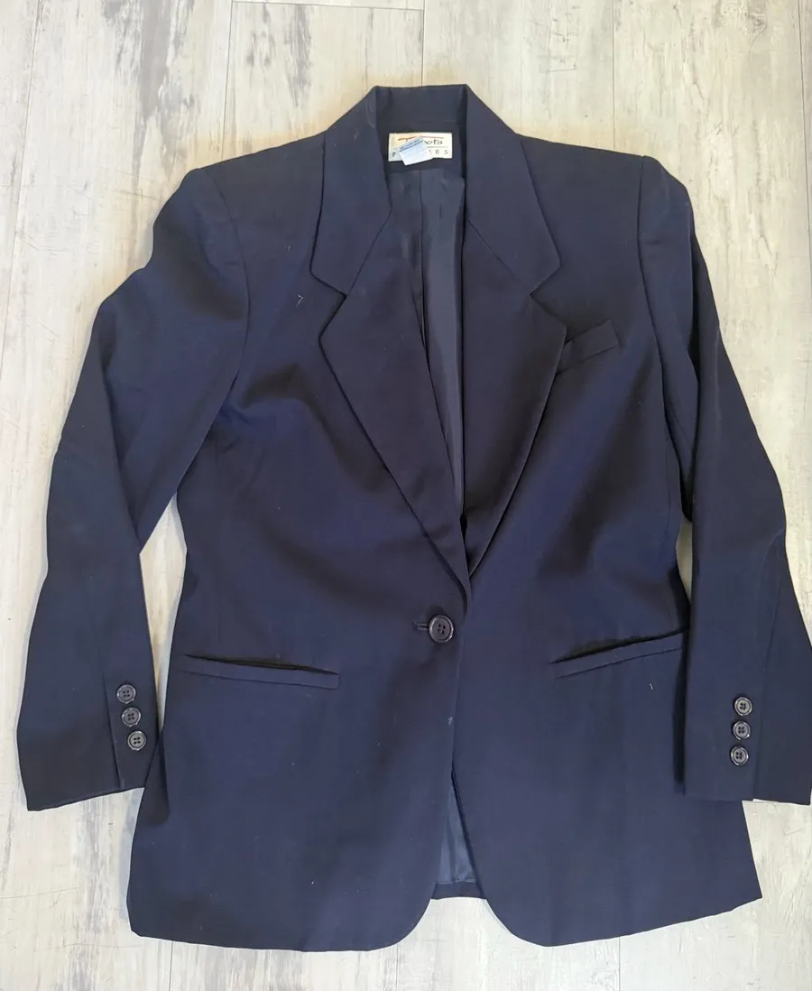 Talbots Navy Single-Button Tailored Blazer