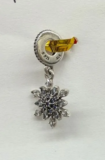 Pandora Retired Crystalized Snowflakes Blue Crystal CZ Charm 791760NBLMX