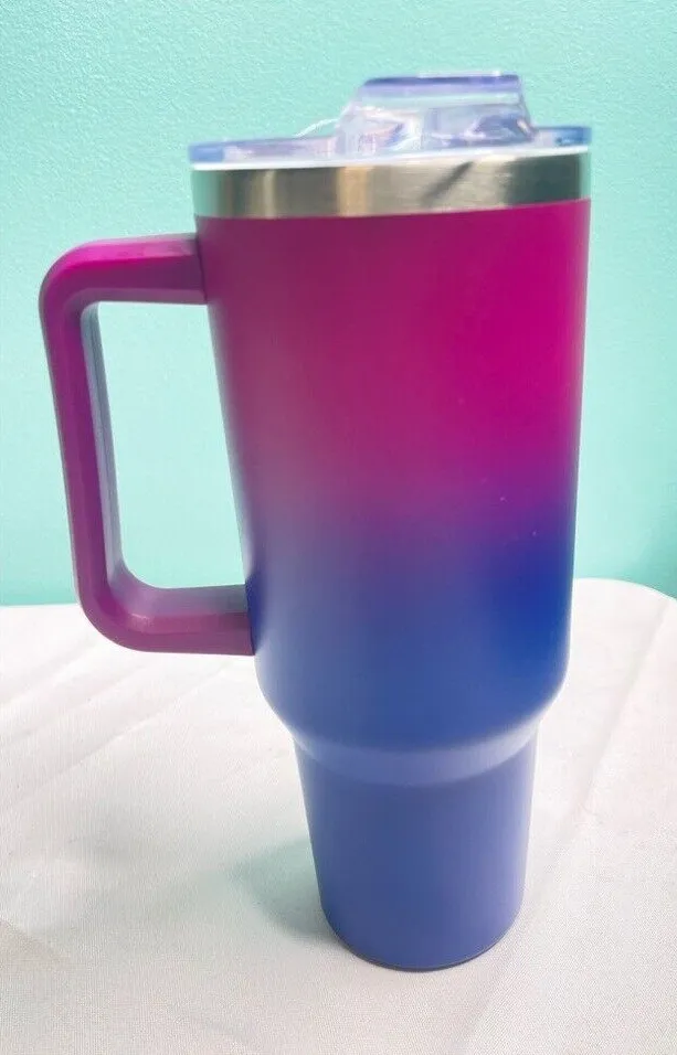 Pick bag 40 oz tumbler pink and purple with handle