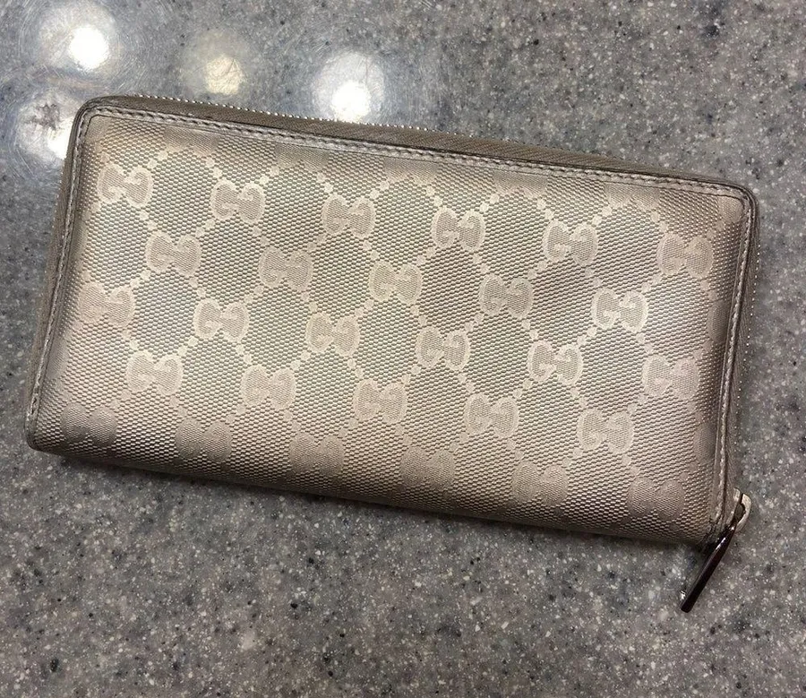 Gucci Imprime Bronze Metallic Monogram Wallet AUTHENTIC