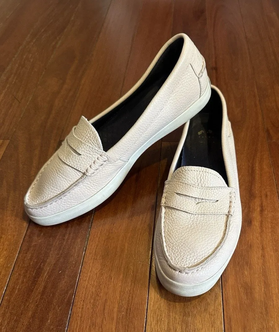 Cole Haan Shoes Womens 10B Blush Pink Leather Flat Penny Loafers Pebbled W11071