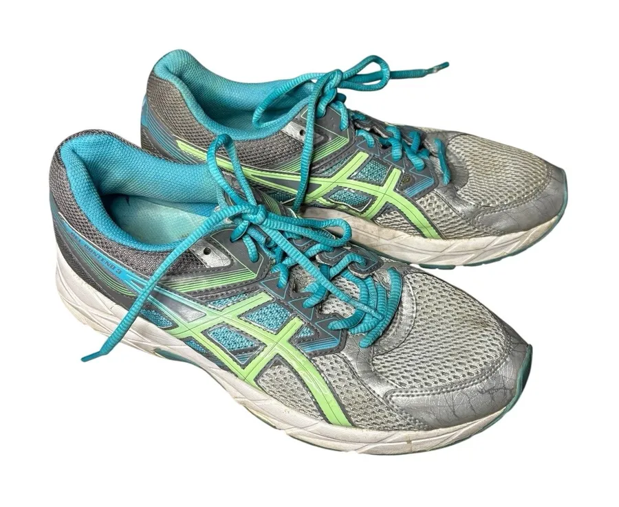 ASICS Gel-Contend 3 Womens Shoes Size 10 D Gray Aqua Blue Running Walking