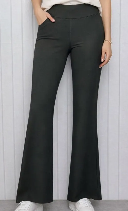 Uniqlo Women's Olive Green Flare Pants size XL