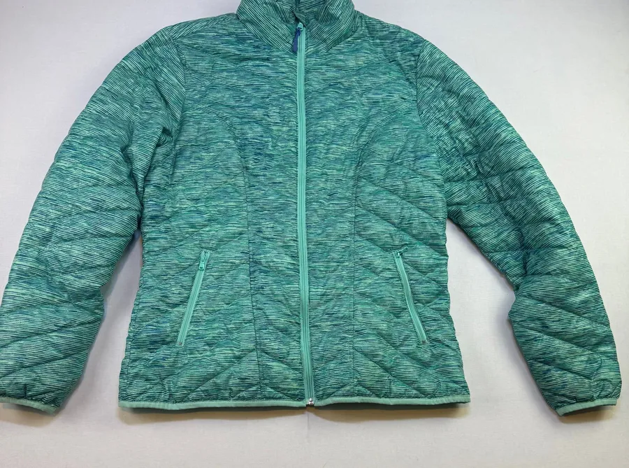 Tek Gear Women's Warm Tek Quilted Puffer Jacket Aqua Green Space Dye