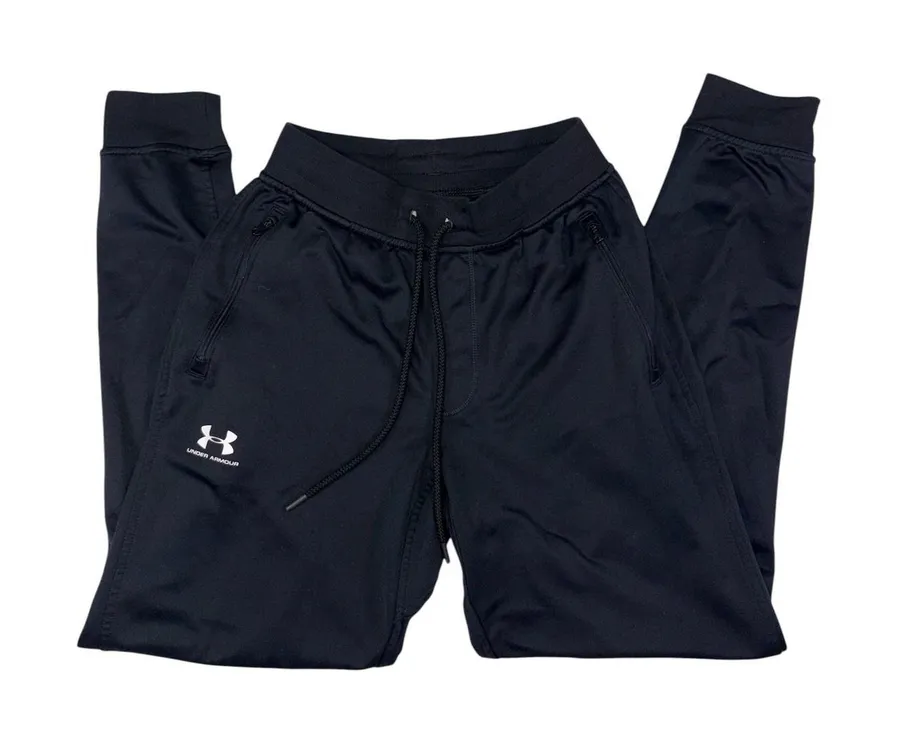 Under Armour Women's Black Jogger Pants Small Loose Fit Zipper Pockets Athletic
