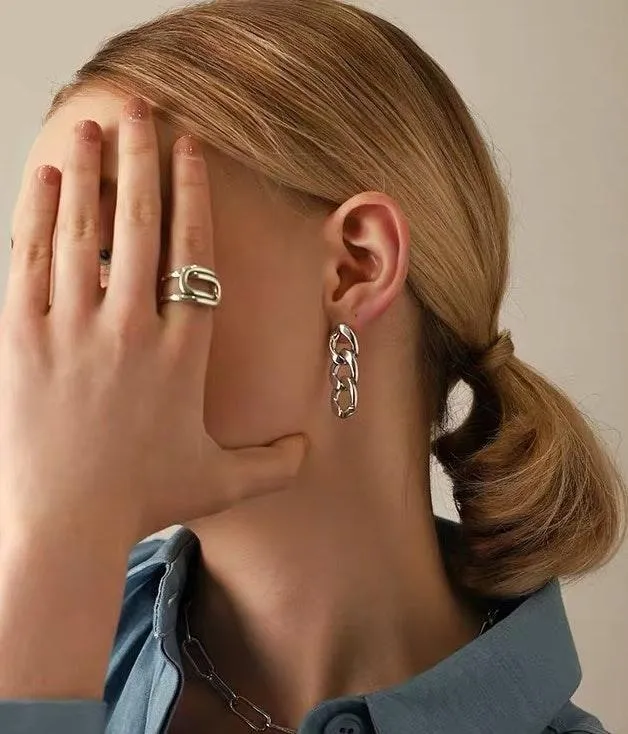 Thick hoop earrings thick chain earrings