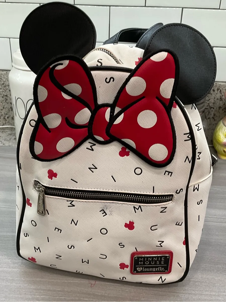 RARE LOUNGEFLY DISNEY MINNIE MOUSE SCATTERED LETTERS MINI BACKPACK BAG