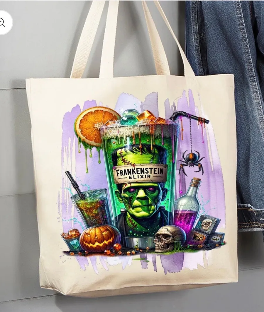 Halloween Frankenstein Elixir Canvas Tote Bag Multiple