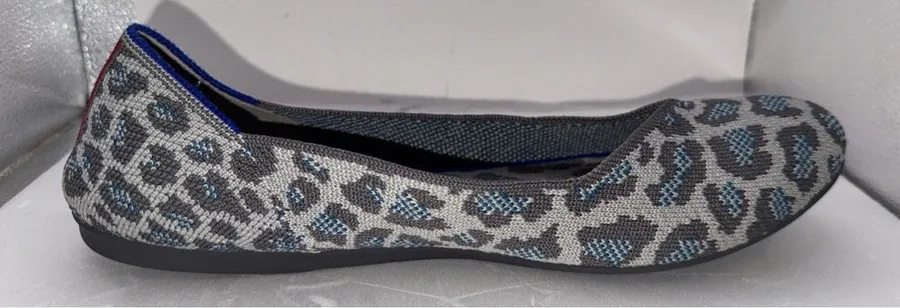 Retired Rothy's Leopard round toe Ballet flats Slip On Blue And Grey Size 10 Blue