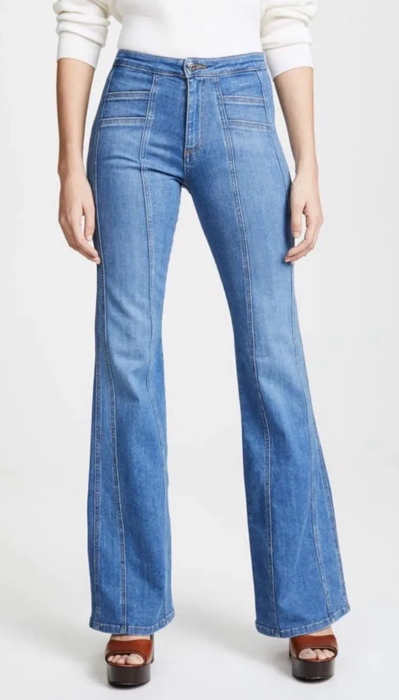 Veronica Beard Farrah High Rise Flare Jeans Boardwalk Wash Size 28