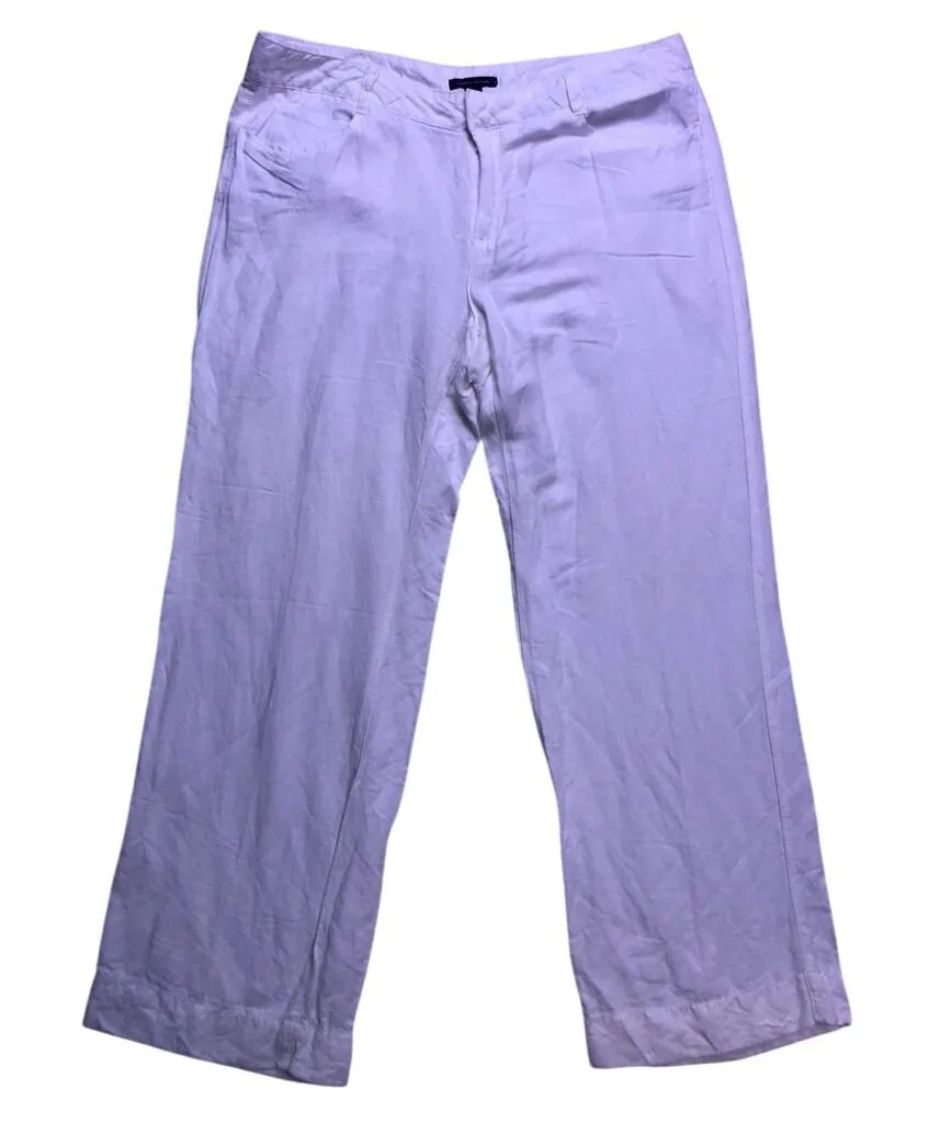 Tommy Hilfiger Linen Rayon Pants Womens 14 White Wide Leg Beach