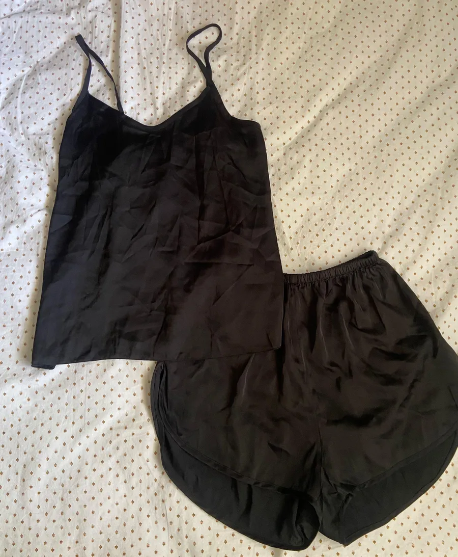 Black Silky Sleep Set Size M