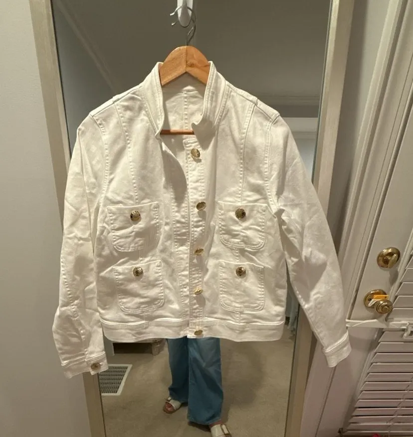 Lilly Pulitzer Shepa Denim Jacket Resort White Size M