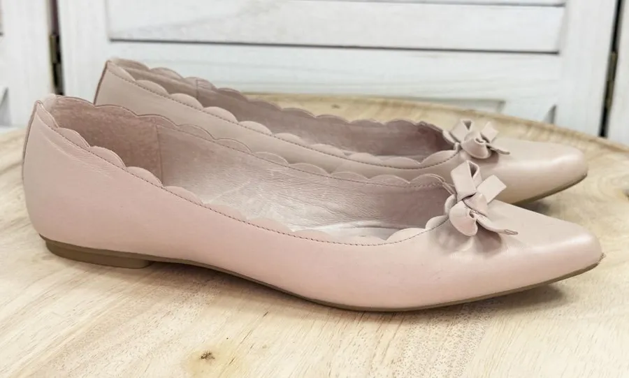 Kate Spade Elent Flex Scallop Edge Ballet Flats Blush Tan 7.5 Leather Neutral