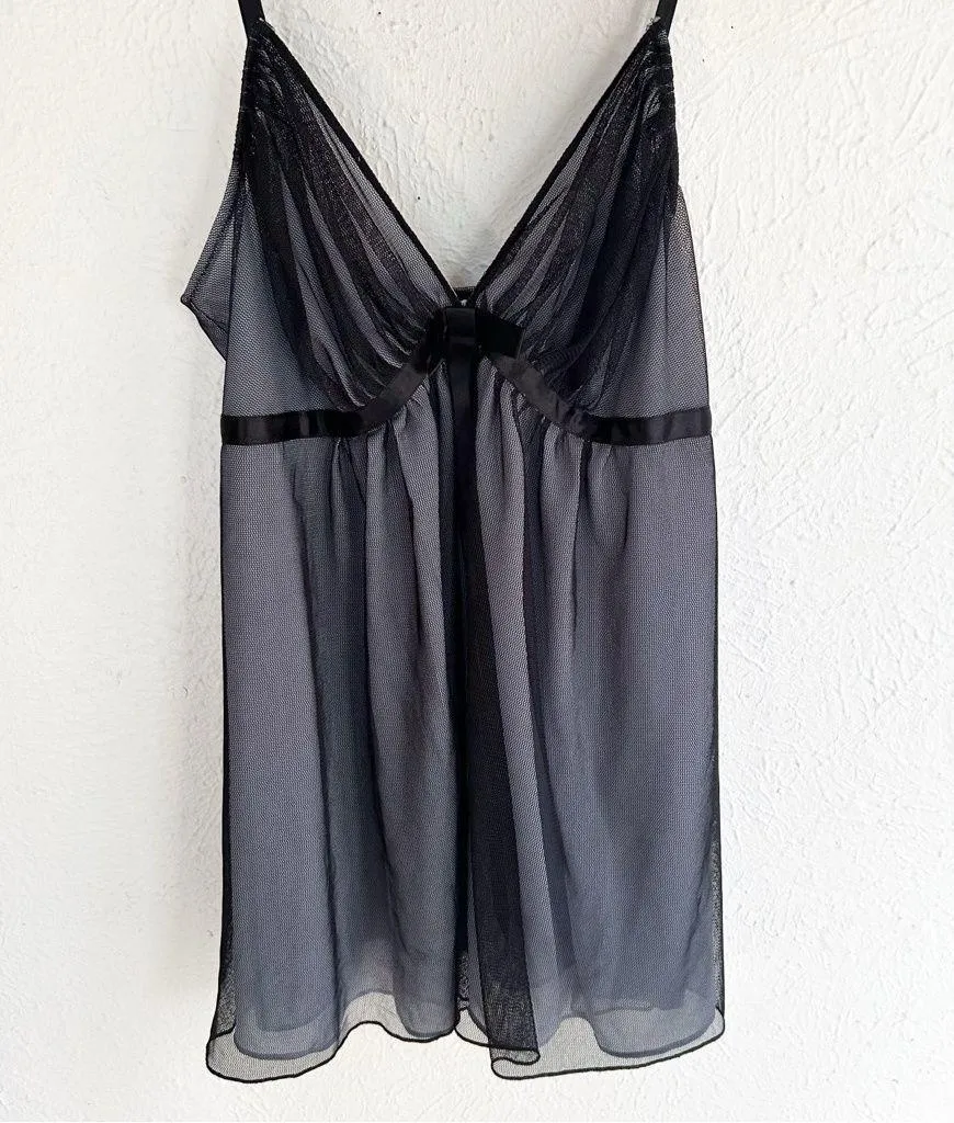 Victoria’s Secret Sheer Mesh Babydoll Slip – Y2K Fairy Grunge Sz medium black