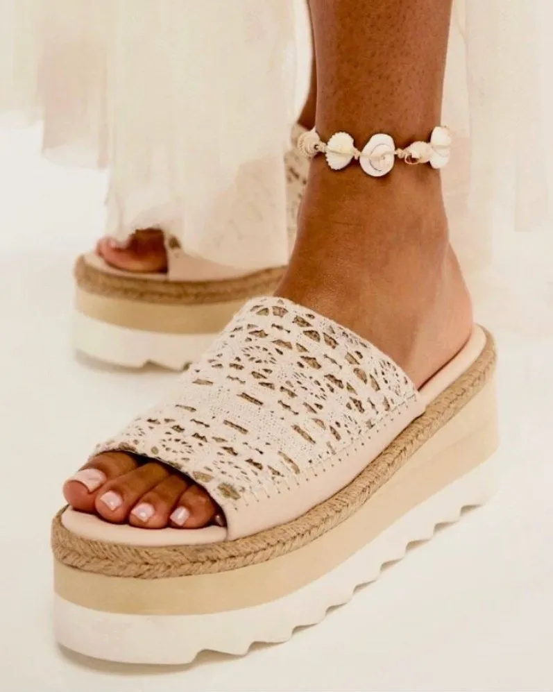 NEW Free People Santorini Platform Slide Sandal (Women) 10M, PLASTER READ