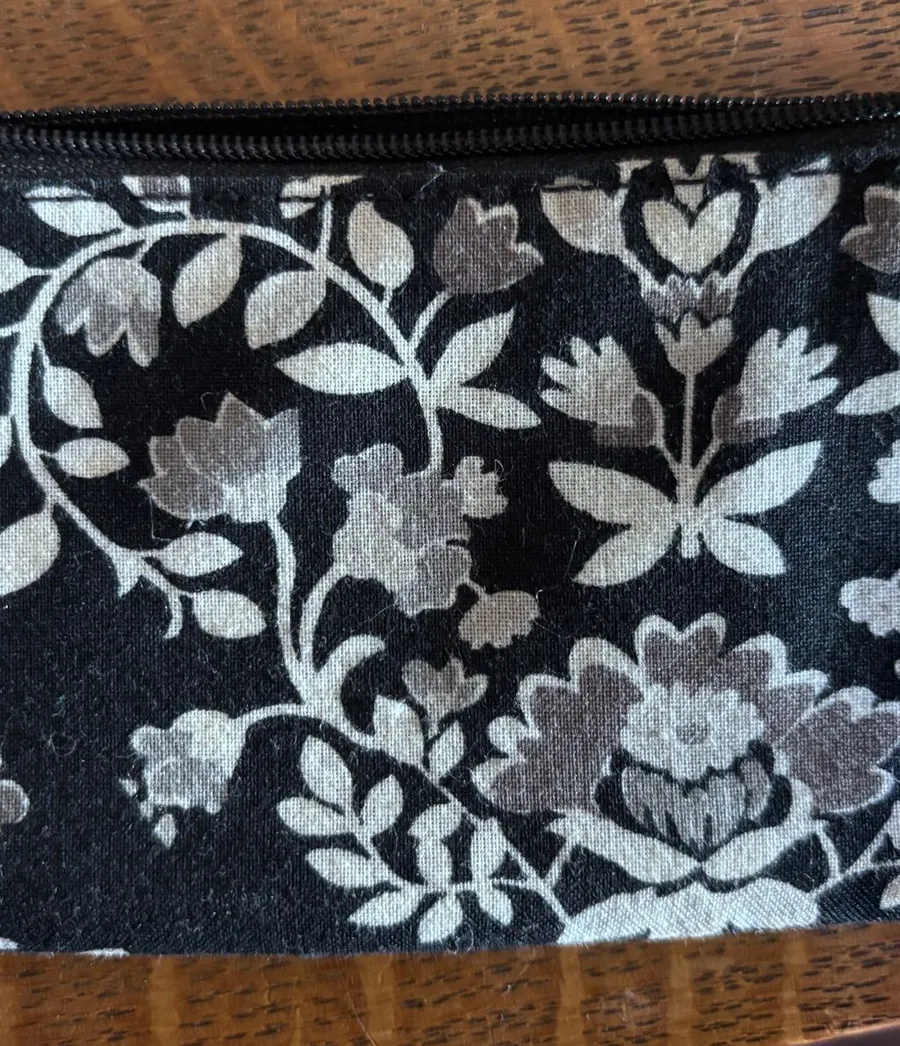 Vera Bradley Black and Cream Floral Card Wallet with ID Window