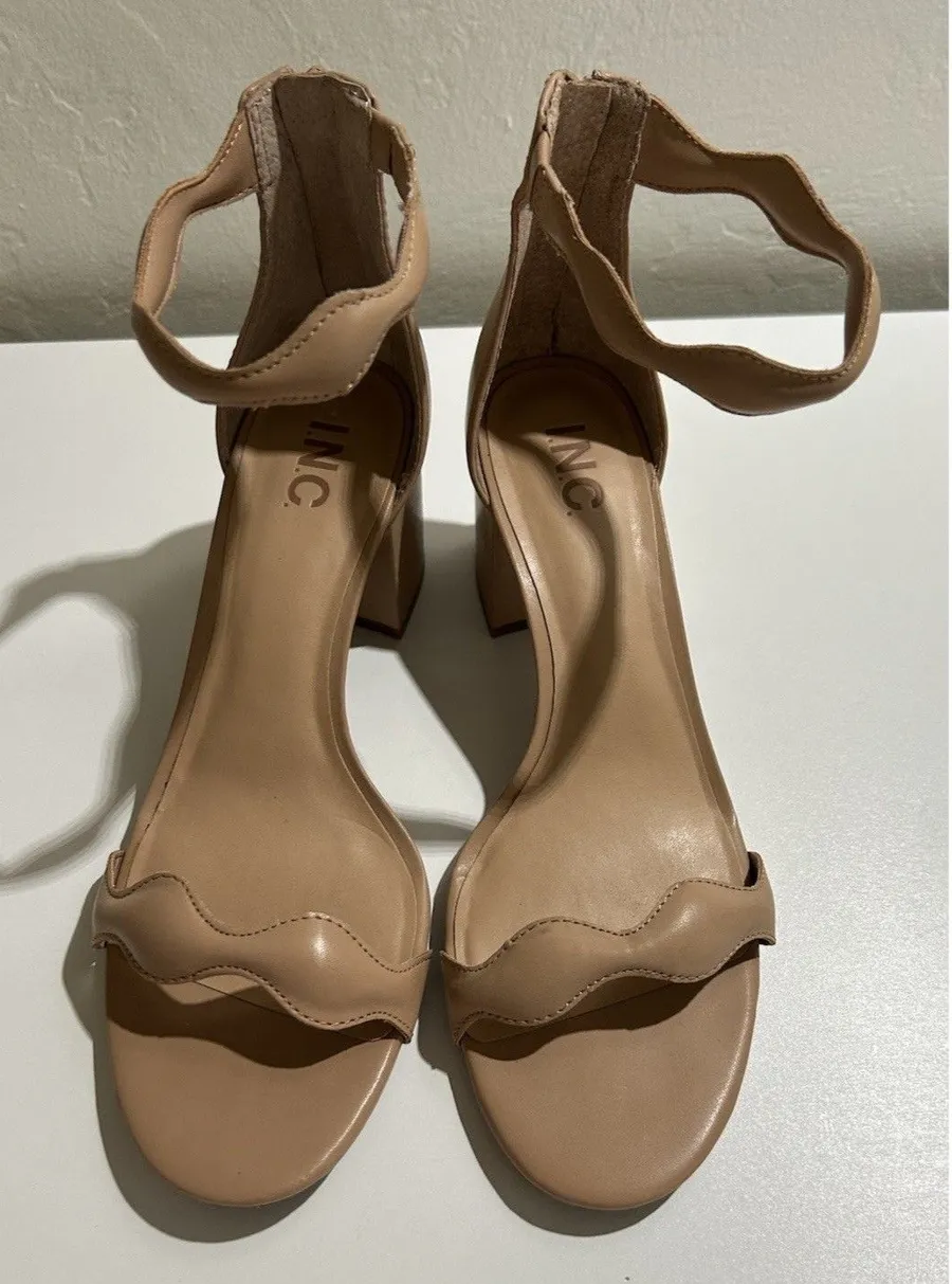 CUTE I.N.C Sollisa Scallop Sandals, Almond/Tan Women Size 10M