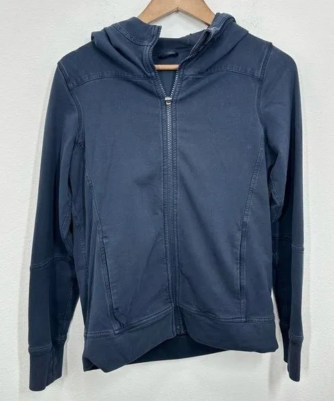 Lululemon Size 4 Navy Blue Cotton Blend Hooded Full Zip Sweatshirt Loungewear