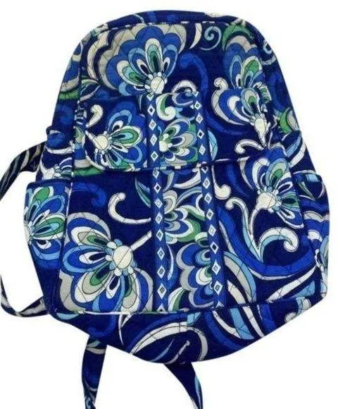 Vera Bradley Quilted Blue White Green Back Pack