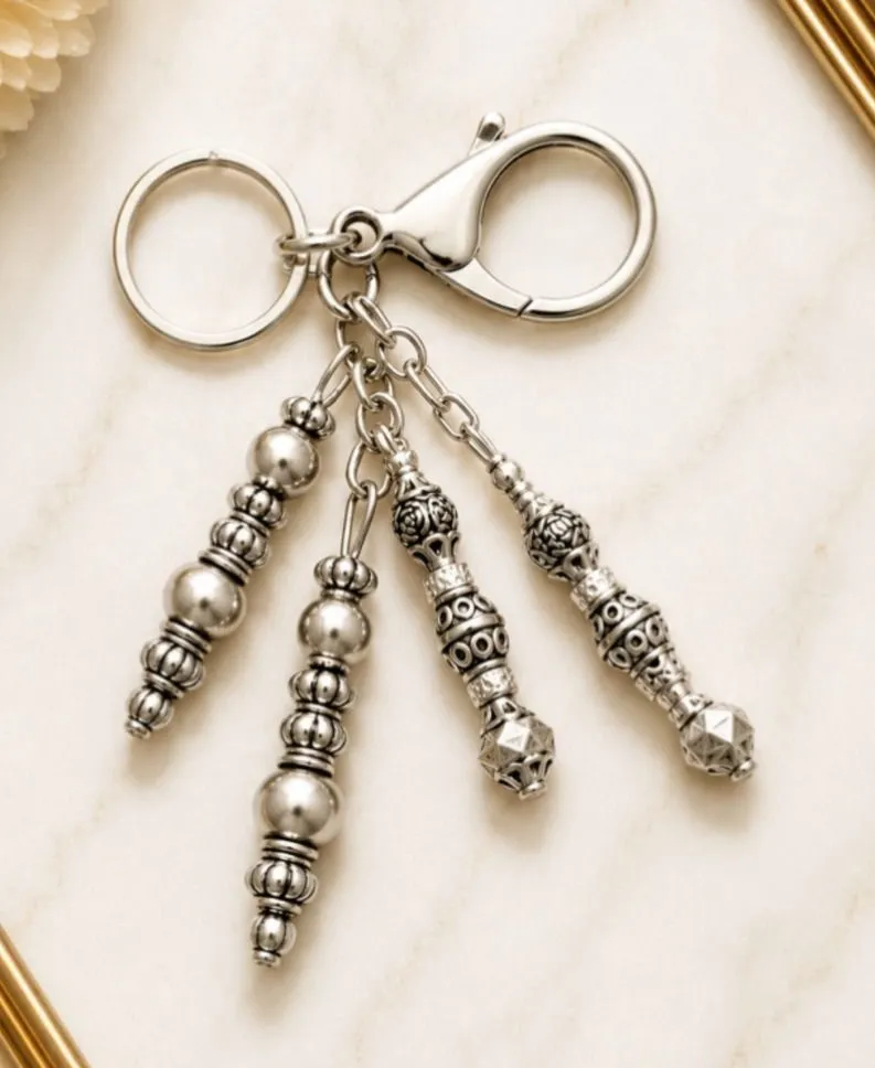 NEW One of a Kind Timeless Elegance Handmade Beaded Bag Charm Keychain (#19)